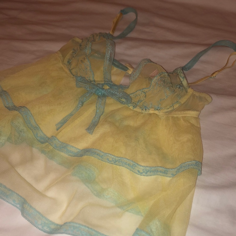 y2k VS sheer lingerie top